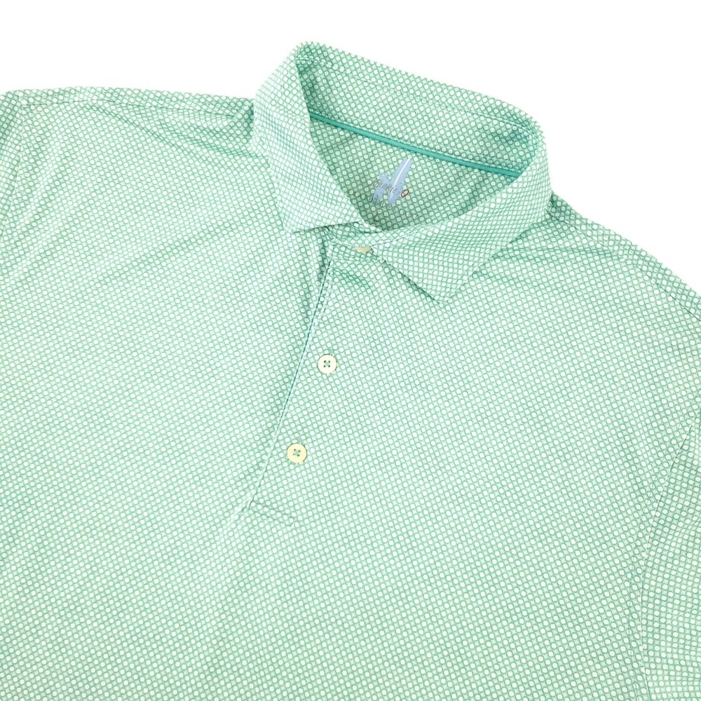Johnnie-O Featherweight Polo Shirt Mens L Green Polka Dot Golf Performance Top